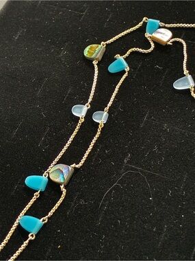 Nordstrom’s silver Chain Necklace with Turquoise and Aqua Gem Accents